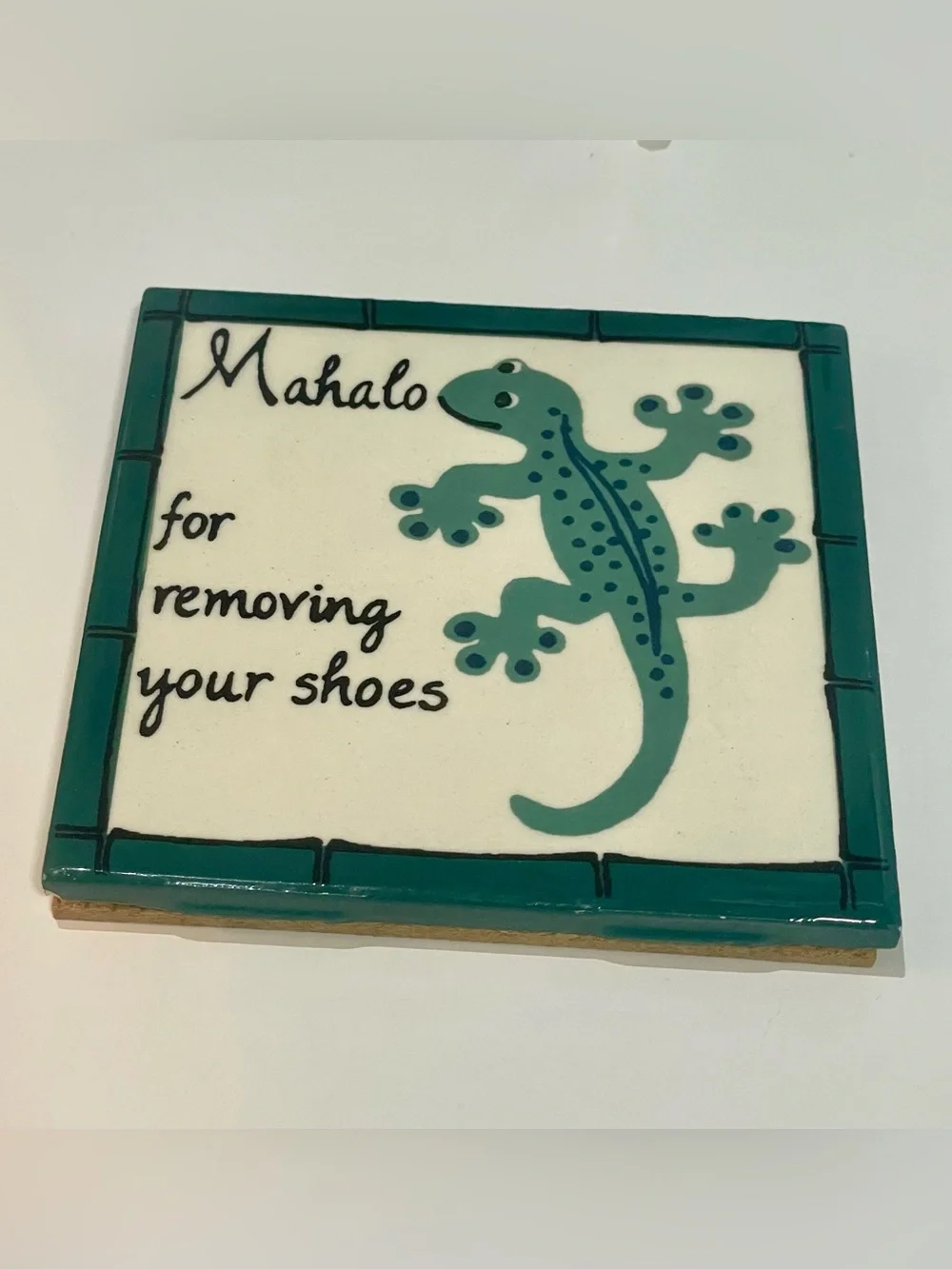 Banana Patch Studio “Mahalo for Removing Your Shoes” Handpainted Hawaiian Tile